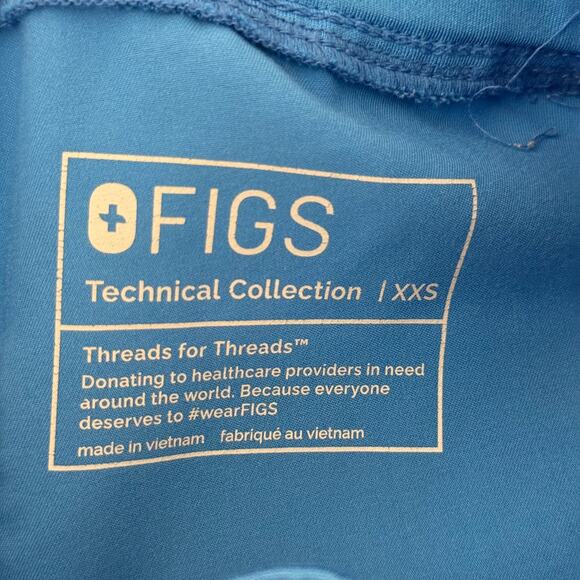 Women's FIGS Zamora High Waisted Jogger Scrub Pants in Blue w/Tie Waist Band-XXS - Picture 5 of 5